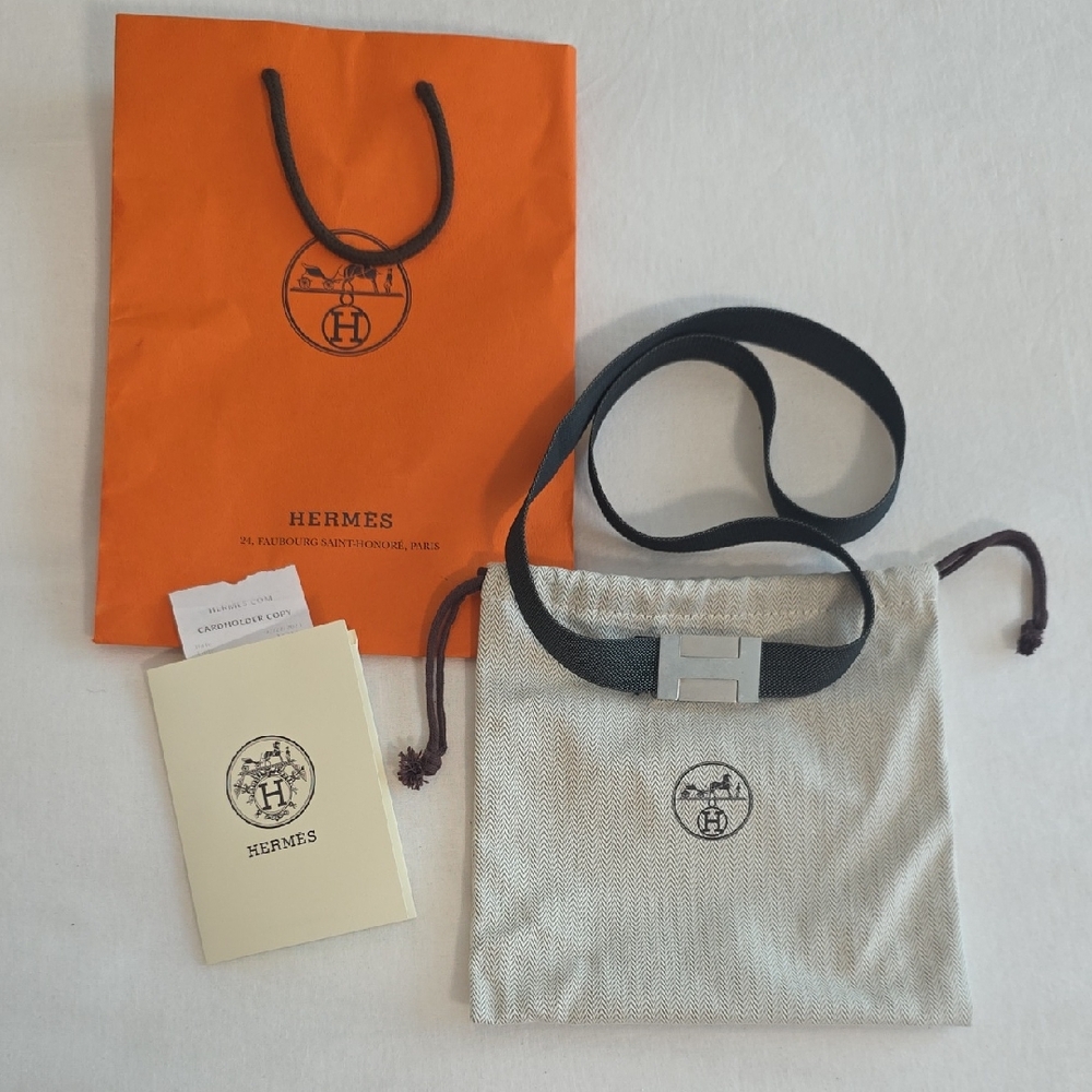 Hermès Tethys H Belt, Grey, Unisex, 36"